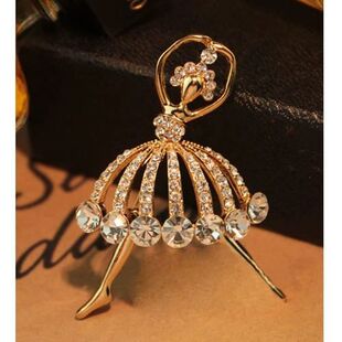 经典满钻芭蕾舞者 胸针胸花 丝巾扣领扣休闲职业装点睛配饰小礼物
