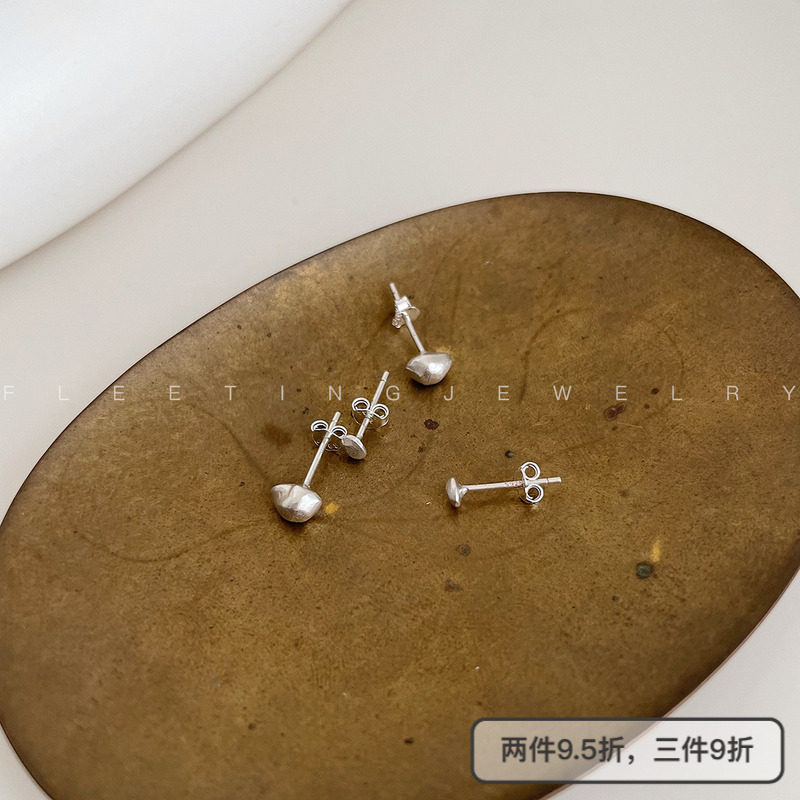 fleetingjewelry925纯银极简主义简约百搭小众设计mini碎石耳钉女