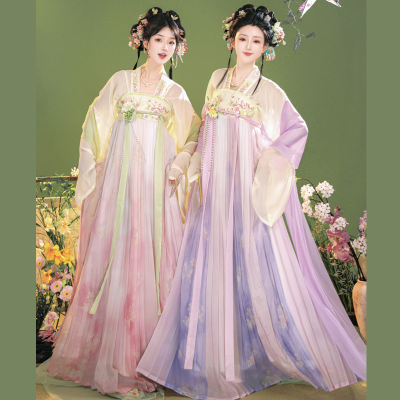 池秋记汉服女【粉黛】刺绣唐制齐胸襦裙日常汉元素连衣裙国风套装