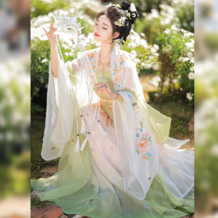 池秋记汉服原创【花玉露】宋制对襟大袖日常刺绣吊带齐腰褶裙春夏