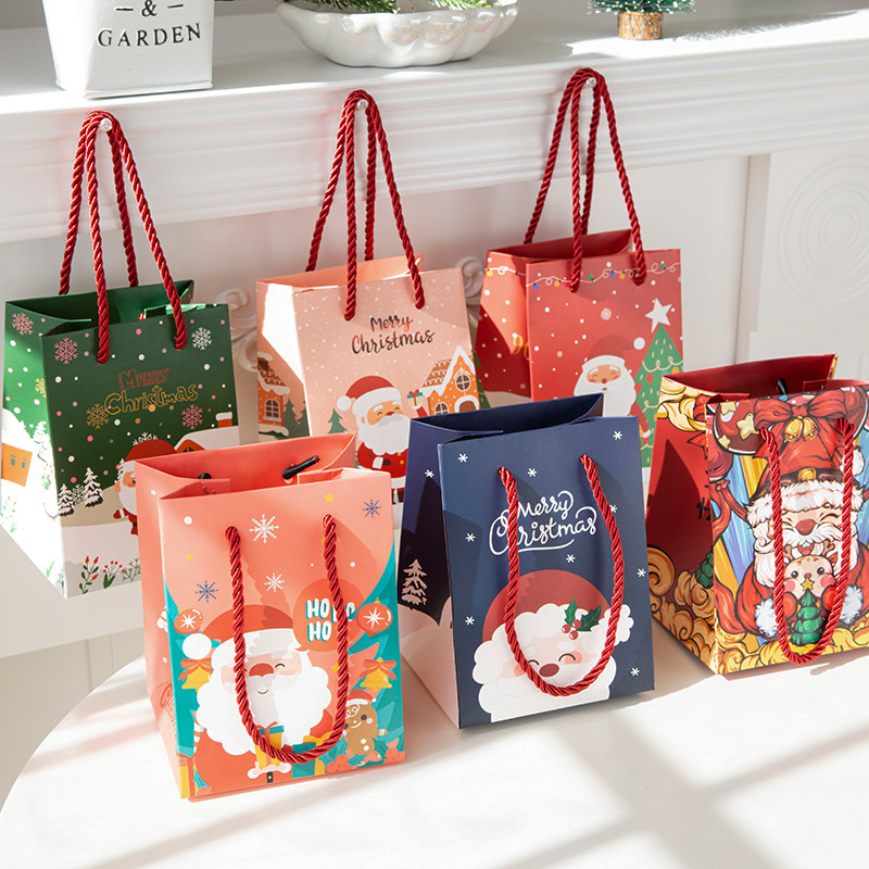 圣诞节日礼物包装手提平安苹果袋子伴手礼礼品袋儿童糖果收纳纸袋