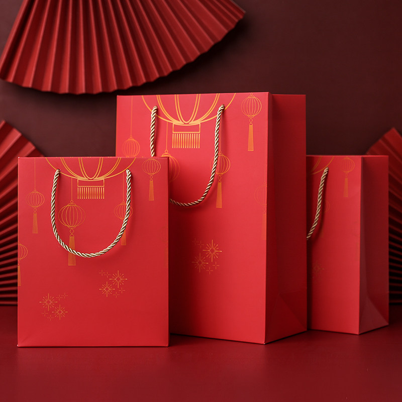 中国风新年ins节日礼品袋手提袋高档纸袋子儿童伴手礼物包装袋