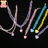 原宿爱心吊坠项链日韩童趣甜酷女孩可爱潮土酷少女辣妹双层锁骨链