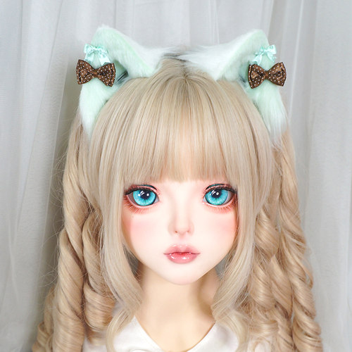 浅绿色Lolita猫耳发箍可爱蝴蝶结