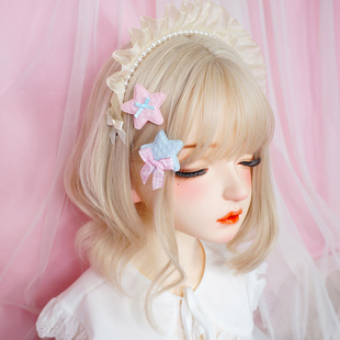 原创设计日系甜美可爱星星蝴蝶结齐刘海发夹女手作洛丽塔头饰饰品