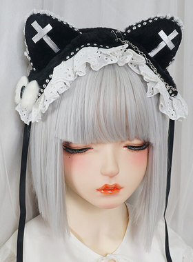 lolita暗黑朋克十字架猫耳发带