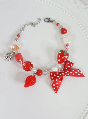 新款甜美可爱草莓手链项链