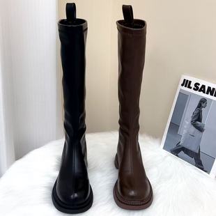 长筒靴女2025新款春秋款靴子平底秋冬加绒高筒靴高个子不过膝长靴