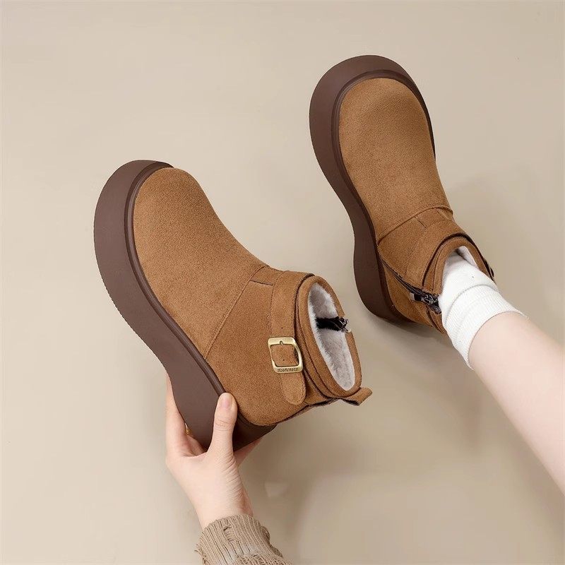 马丁靴女款2025新款英伦风厚底绒面勃肯鞋春季薄款单靴百搭短靴子