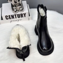 羊毛马丁靴女冬加绒加厚保暖棉靴皮毛一体雪地靴厚底短靴防滑棉鞋