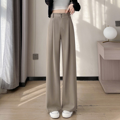 设计感高腰垂感西装阔腿裤女长裤