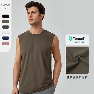 男士瑜伽运动背心宽肩莫代尔凉感透气宽松坎肩无袖健身上衣51118