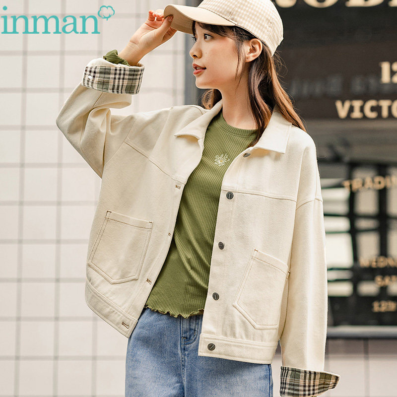 茵曼今年流行的女装外套短款宽松洋气春秋夹克上衣2020年新款百搭