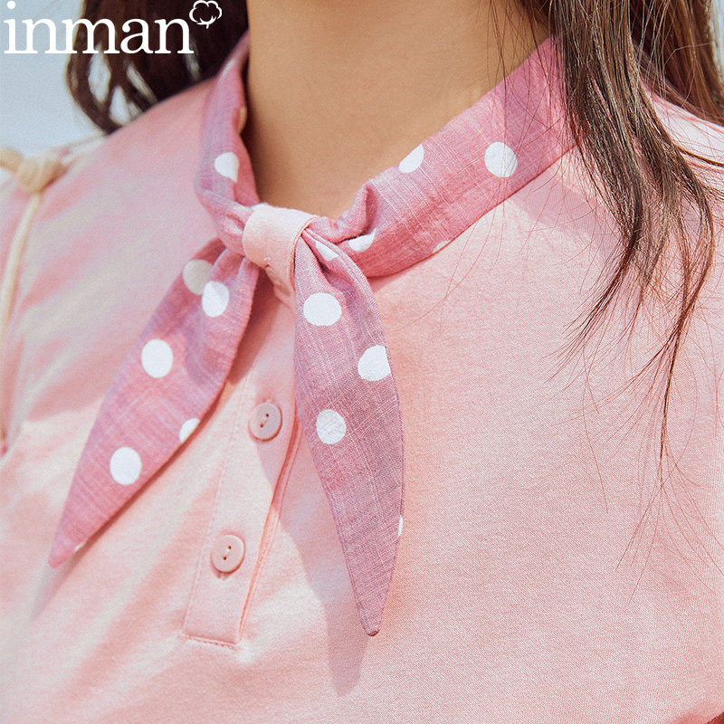 茵曼旗舰店特价清仓夏季法式短袖T恤女装上衣小衫洋气全棉t桖茵蔓