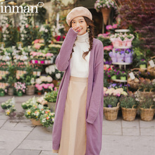 女春秋毛衣外套宽松2019新款 中长款 茵曼旗舰店慵懒风秋季 针织开衫