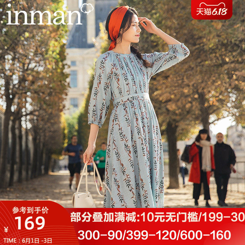 茵曼旗舰店茵蔓女装春季新款冬裙碎花裙连衣裙子棉质春秋小个子