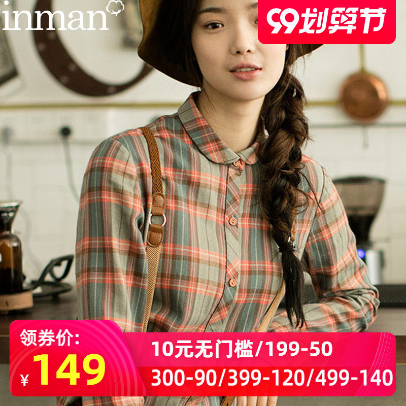 茵曼官方旗舰店衬衫女装2020年早秋装新款秋冬款长袖衬衣厚款格子