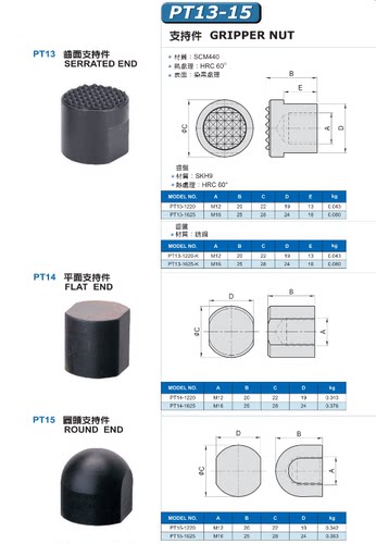 台湾 齿面PT13/平面PT14/圆头PT15/齿型PT20/齿型PT21支撑件夹具