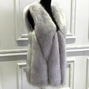 反季马甲女爆款2025新款年轻款中长款皮草背心秋冬时尚马夹狐狸毛
