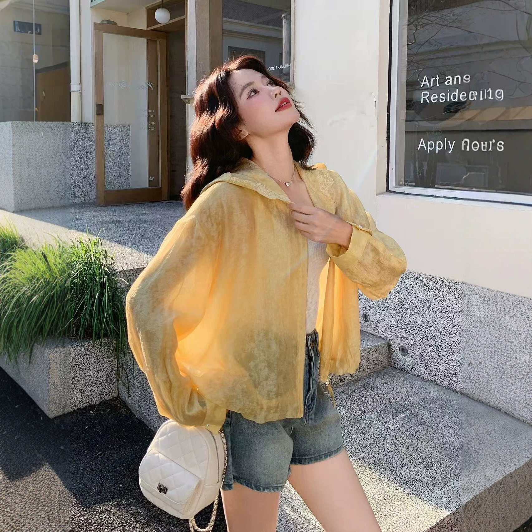新中式国风女装天丝设计感连帽防晒衣慵懒宽松短款外套高级感上衣