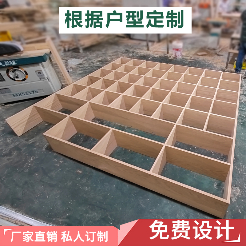 实木书架客厅多层展示架整墙隔断吊柜置物架实木书柜满墙书架定做