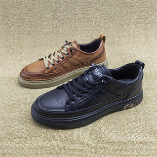 头层牛皮圆头套脚超软上线舒适休闲皮鞋 断码 清仓工厂真皮男鞋