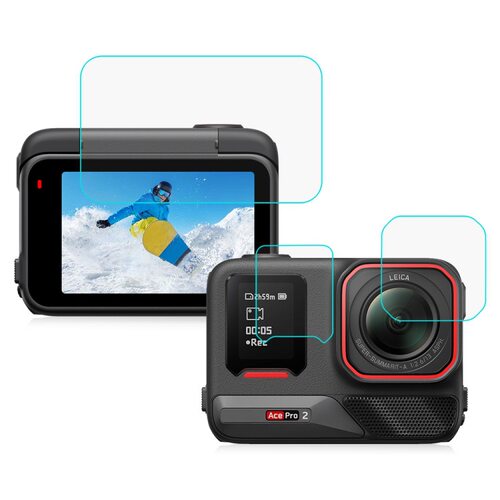 PULUZ胖牛 适用于Insta360 Ace Pro 2主副屏钢化膜镜头保护膜套装