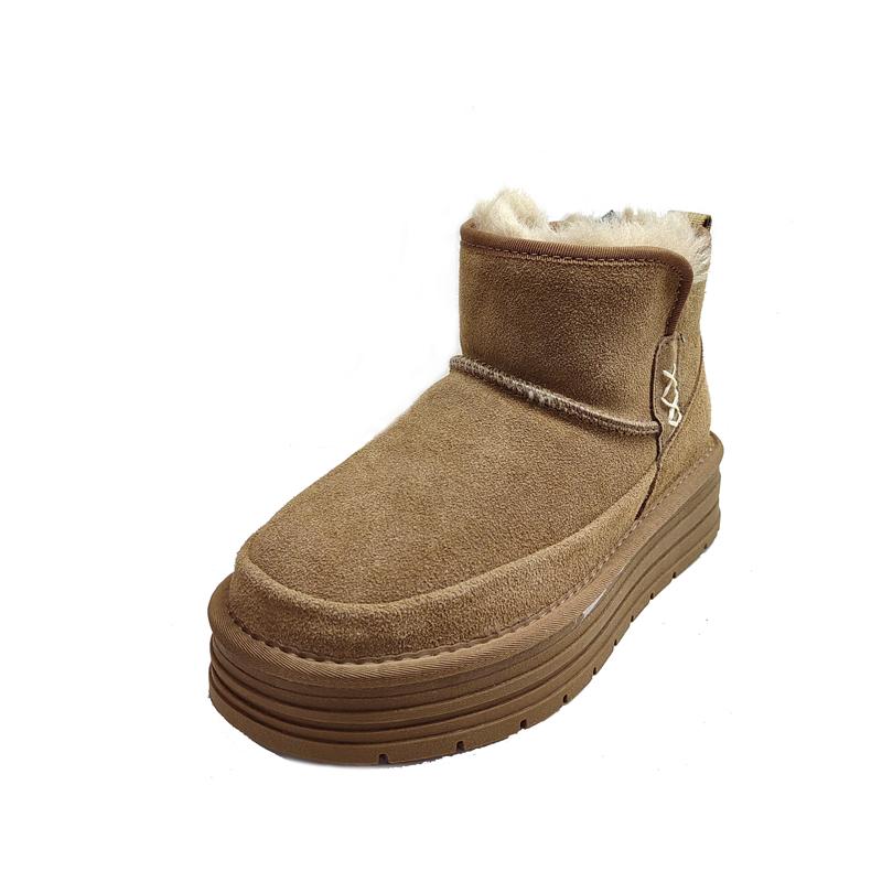 杨皮匠2024冬季新款雪地靴女士防滑保暖短筒靴子冬季加绒真皮真毛