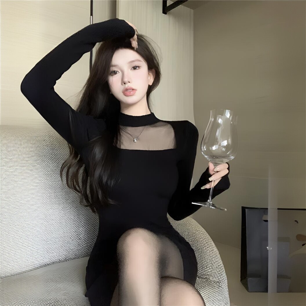 性感秋冬通勤风包臀裙内搭配大衣