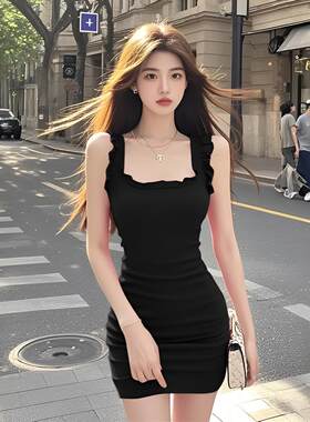 2025夏季新款辣妹性感小黑裙
