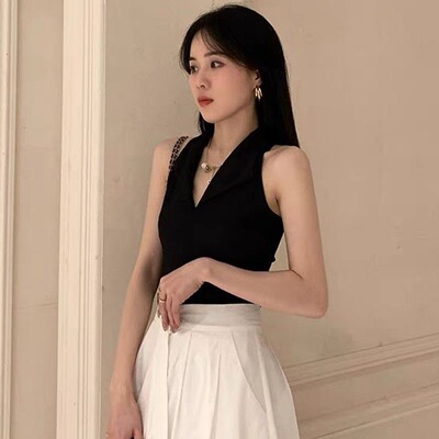辣妹v领挂脖小吊带背心深V内搭