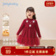 女童连衣裙宝宝秋冬新款 抗菌 新年红色公主裙生日礼服儿童演出服
