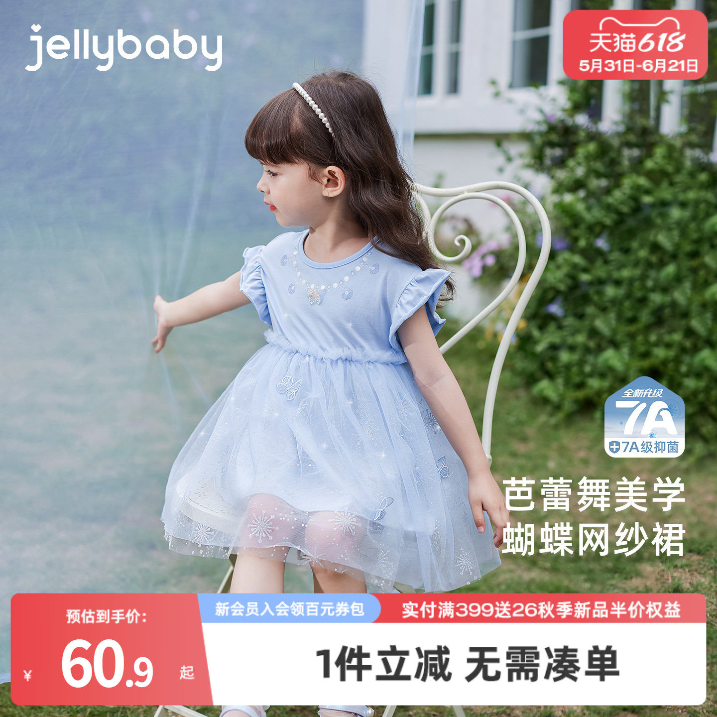 女童网纱裙小童夏日洋气连衣裙女孩裙子夏装潮宝生日礼服公主裙