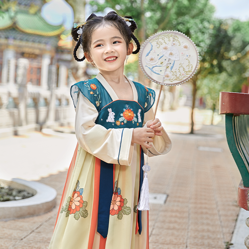 女童汉服春季一岁宝宝古风长袖连衣裙春秋小女孩春装儿童春款唐装