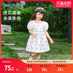 女孩时髦法式 jellybaby宝宝夏装 裙子夏儿童衣服5岁女童洋气连衣裙