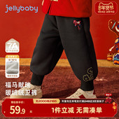 抑菌锁温 儿童加绒裤 子男童休闲女小童冬季 新年卫裤 加厚宝宝长裤