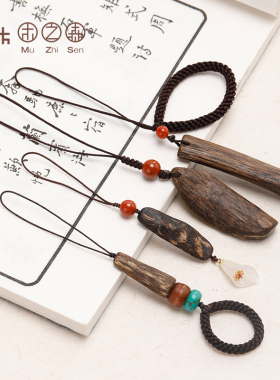 沉香手机链木之森原创设计吊坠
