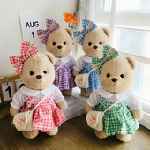 玩偶换装 精致蝴蝶结套装 配件 格子学院风背带裙 30cm莉娜小熊娃衣