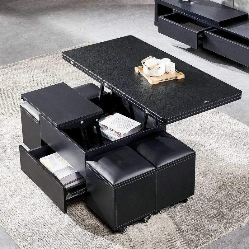 月入梦升降茶几简约现代小户型折叠伸缩火烧石茶几餐桌两用带凳子,住宅家具,茶几,淘宝优惠券,粉丝福利购,淘宝优惠卷