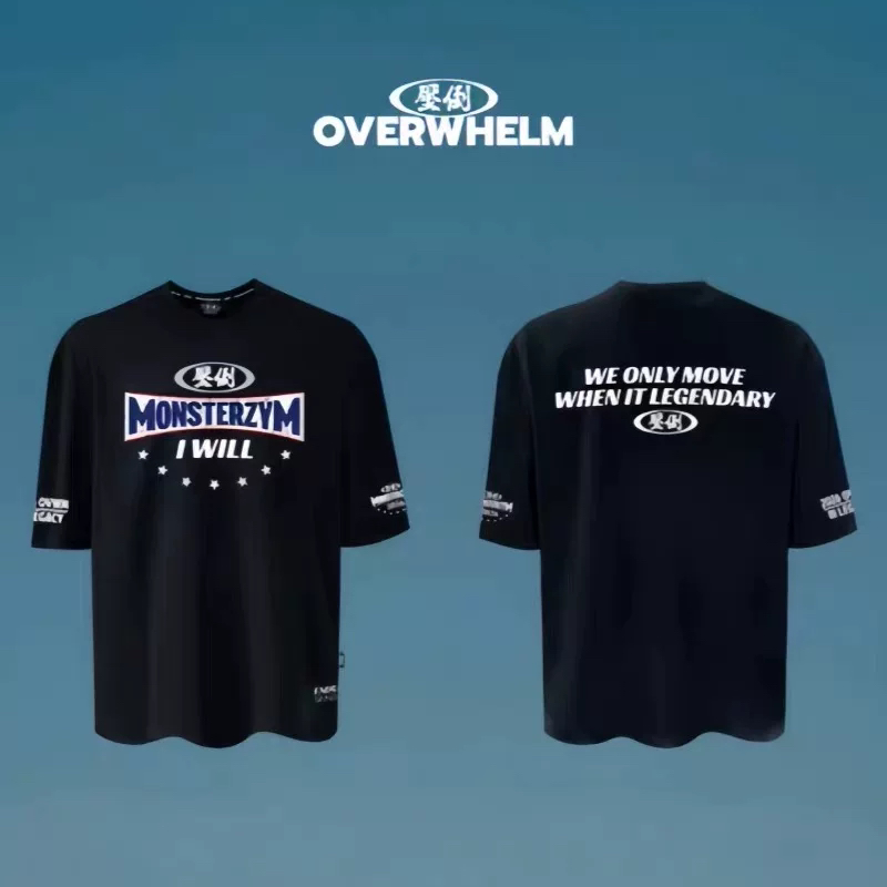 压倒OVERWHELM&MONSTERZYM限量T恤健身健美运动速干短袖透气训练