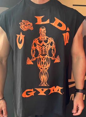 Golds Gym金吉姆联名狼头运动宽松坎肩袖背心男女健身透气短袖T恤
