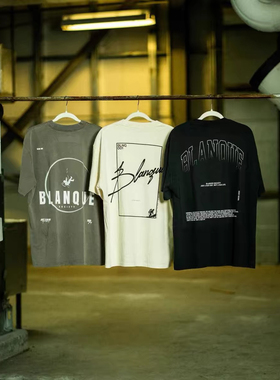 BLANQUE克里斯运动健身宽松短袖T恤男女美式透气小领口五分袖半袖