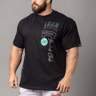 IR杠铃片T恤健身宽松五分袖纯棉半袖休闲重磅大码运动男女潮流服