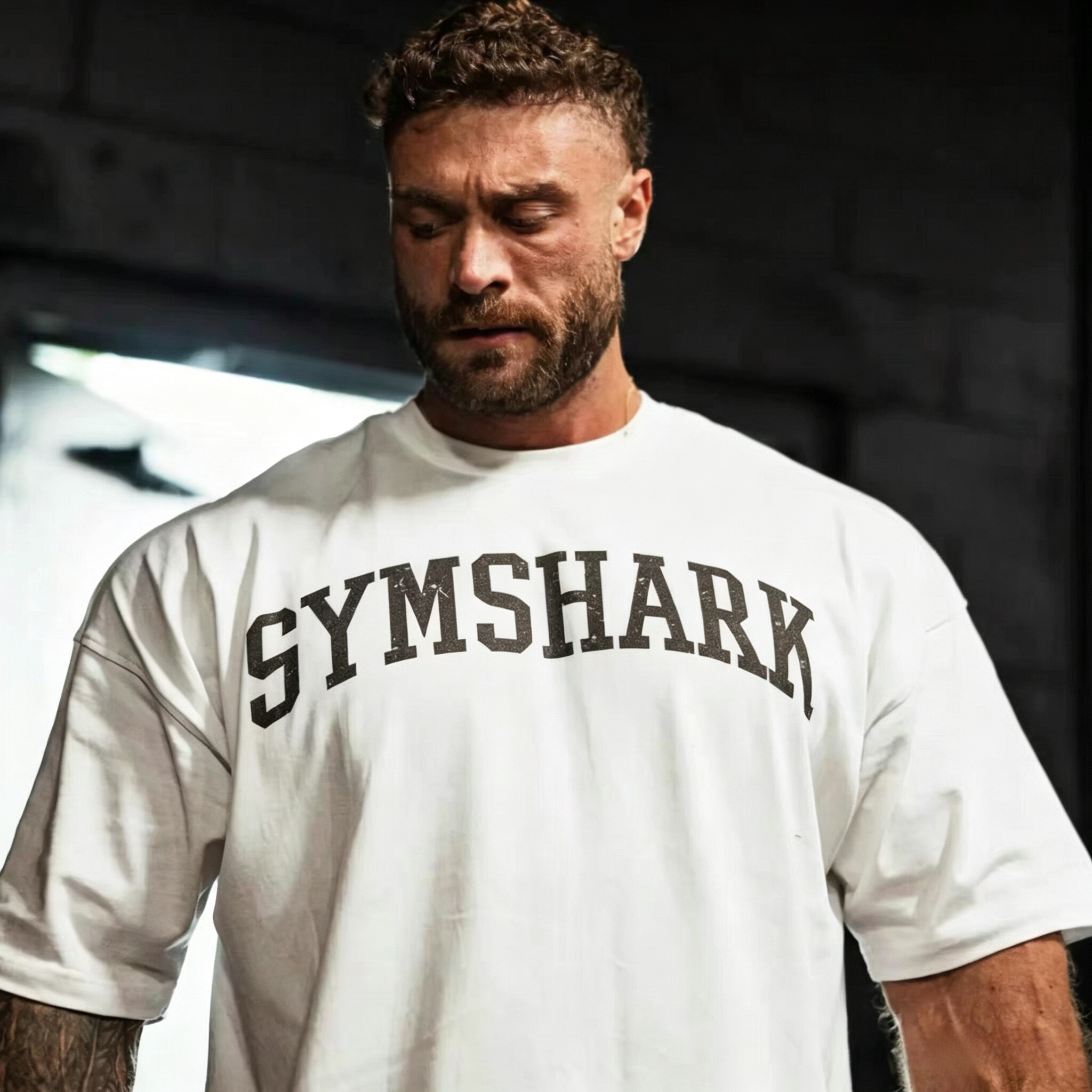GYMSHARK鲨鱼联名克里斯THARK运动健身宽松美式透气纯棉短袖T恤