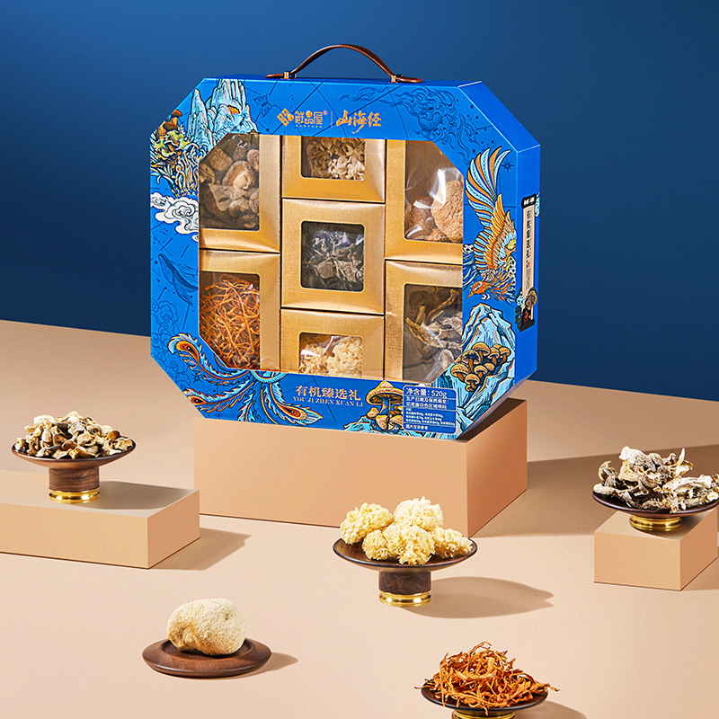 鲜品屋年货山珍菌菇礼盒520g臻选礼高档礼品送父母长辈礼