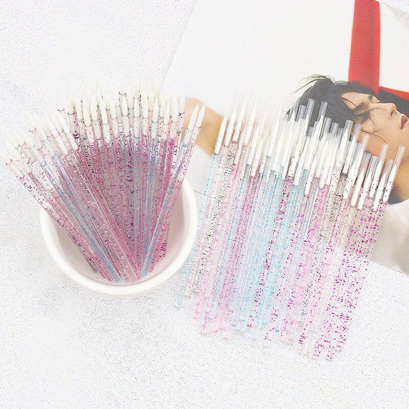 唇线笔彩妆刷子一次性眼线笔 50支/包水晶杆眼线刷 带帽防尘