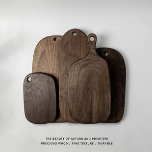 黑胡桃木整木面包板手工实木砧板日式切菜板案板寿司板面包托盘
