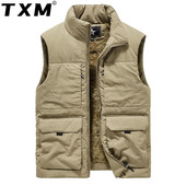 羊羔绒马夹加厚大码 棉马甲男冬季 加绒保暖背心多口袋工装 坎肩外套