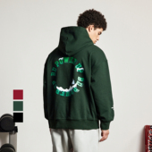 趣味印花美式 时尚 运动卫衣男宽松 抓绒针织帽衫 bdpowerup新款