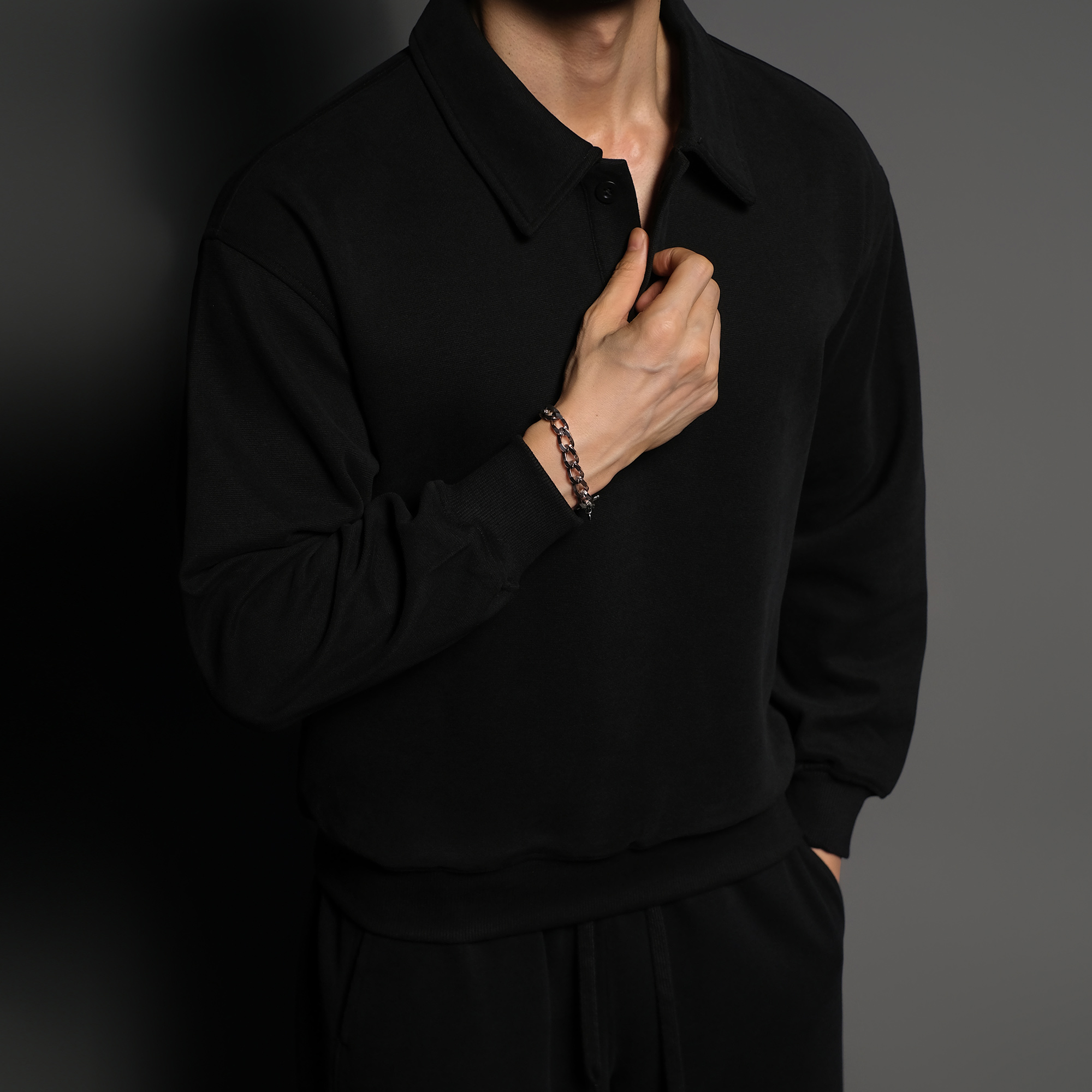 重磅肌理感长袖Polo衫